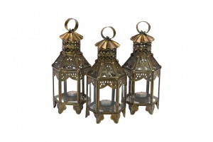 Middle Eastern brass table lanterns