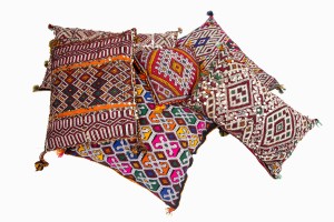 Embroidered Moroccan wool cushions