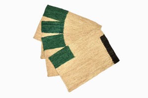 Rectangular table mats black and forest green design