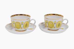Pair of Soviet era cups and saucers from Uzbekistan
