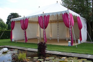 Traditional Raj Tent with pink drapes
