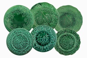 Green Victorian leaf plates Group 2