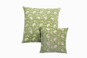 Peony block print cushions