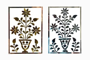 Inlaid mirror flower plaques
