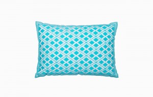 Moroccan turquoise diamond pattern cushion