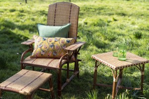 cane garden table and chair