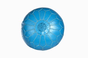 Turquoise leather pouffe