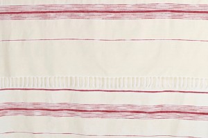 Moroccan red cream wool stripe close up
