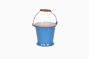 Vintage blue enamel bucket