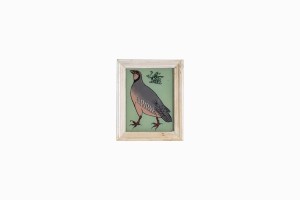 Indian glass painting of a partridge white frame (very small)