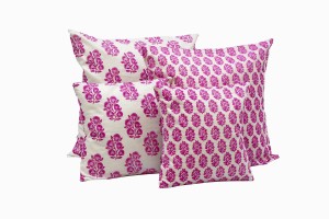 Magenta block print cushions