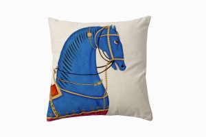Kishangarh cushion Blue horse (looking right)