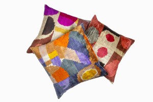 Colourful silk velvet Ikat
