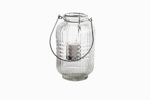 Clear Swedish glass storm lantern