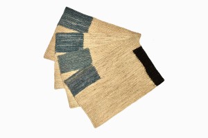 Rectangular table mats black and powder blue design