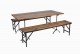 Wood and iron trestle table and benches