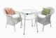 White wicker glass table and chairs