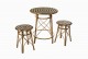 Rattan geometric pattern table and stools