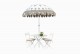 Fan palm parasol with vintage bistro table and chairs