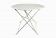 Folding white metal round bistro tables